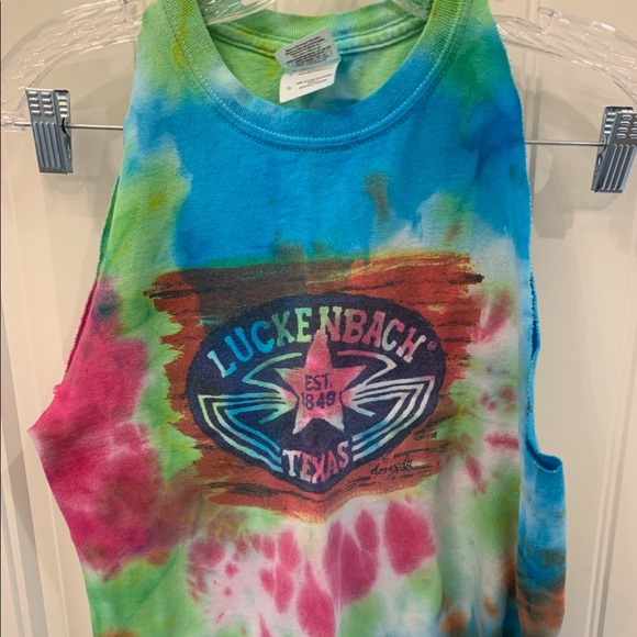 Tie dye willie Nelson luckenbach Texas cutoff crop - Picture 1 of 7